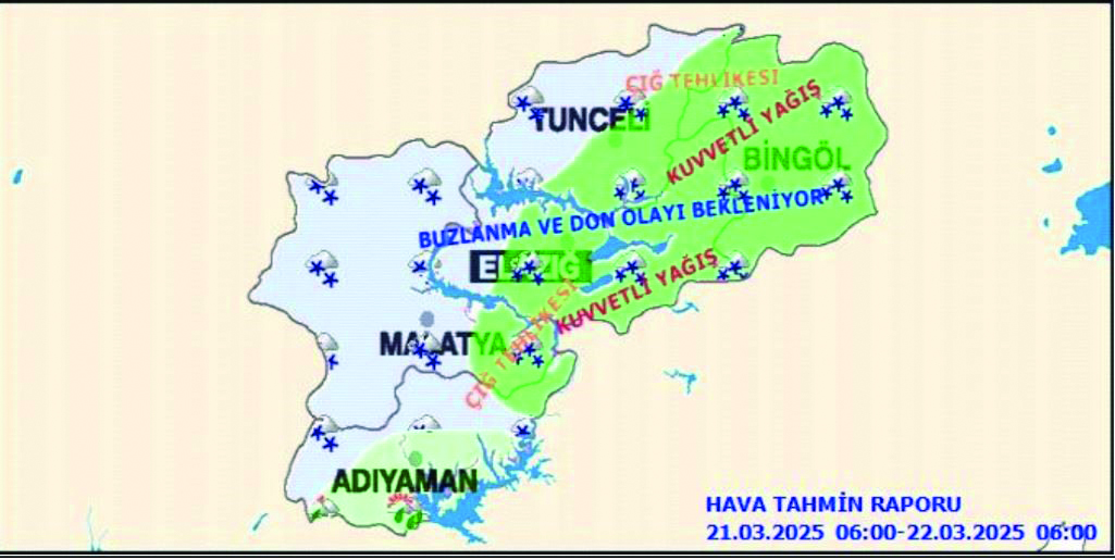5 İl İçin ‘Kuvvetli Yağış’ ve ‘Zirai Don’ Uyarısı