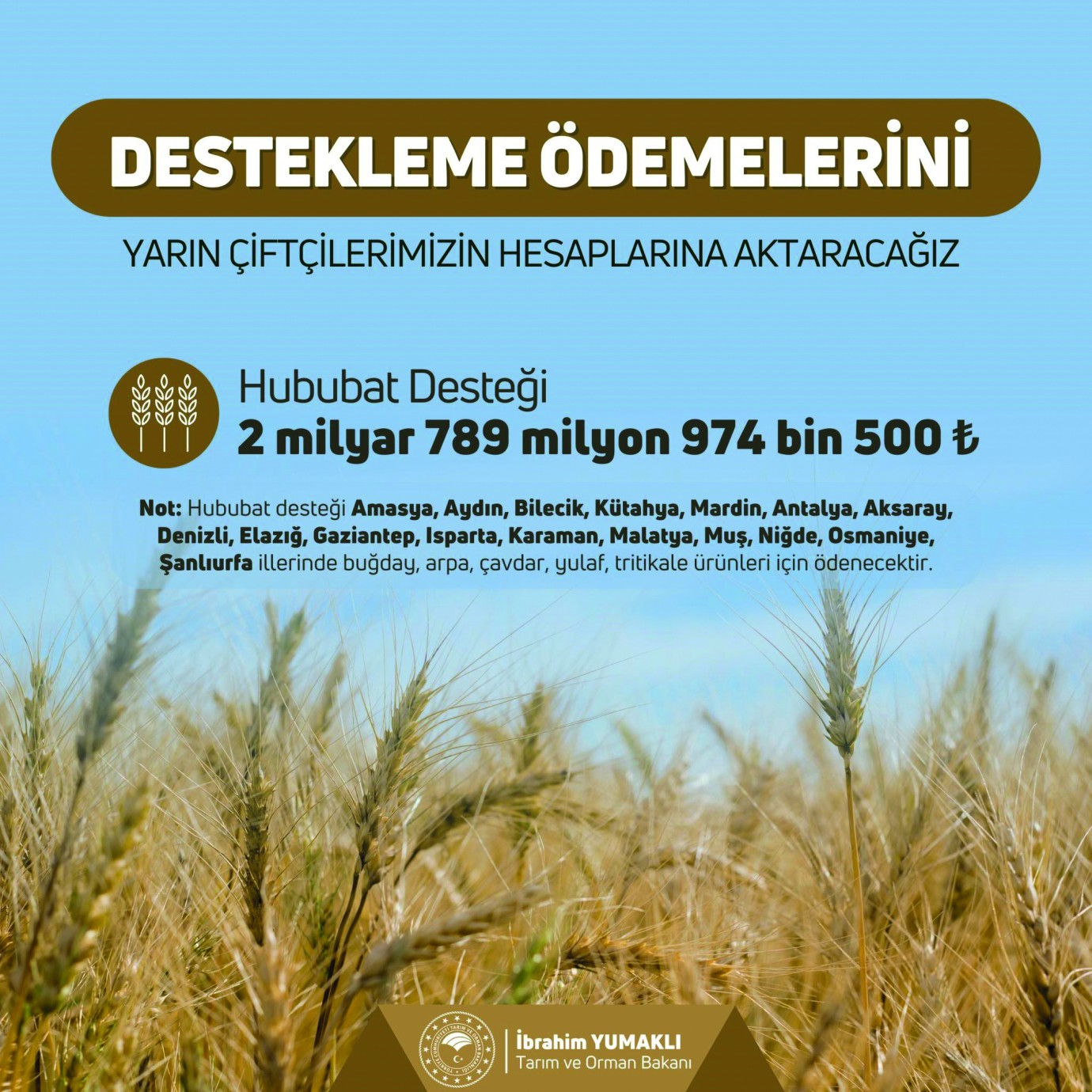 Malatya çiftçileri de destek alacak