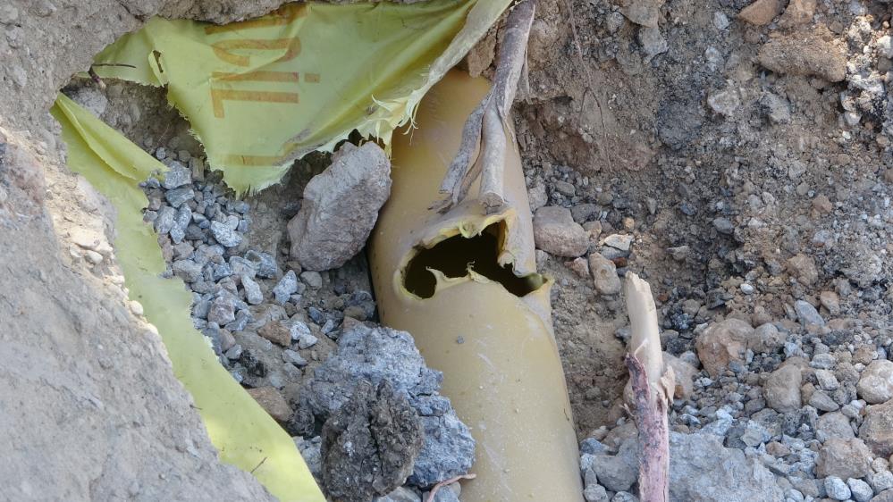Altyapı çalışması sırasında doğalgaz borusu patladı