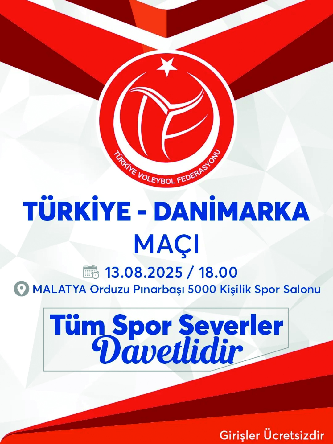 Türkiye-Danimarka maçı 13 Ağustos’ta Malatya’da