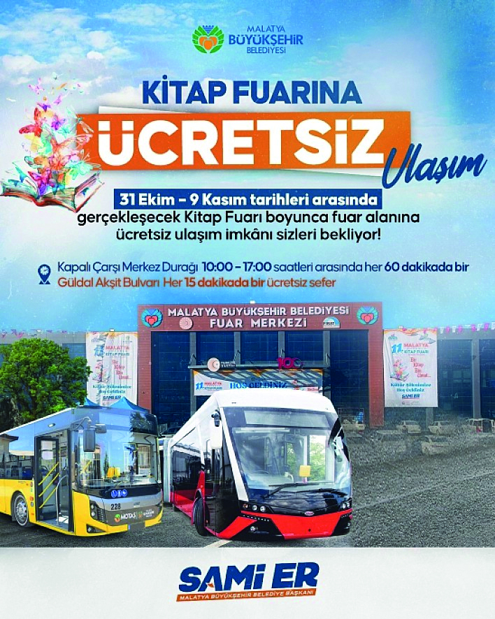 Malatya Kitap Fuarına ulaşım ücretsiz olacak