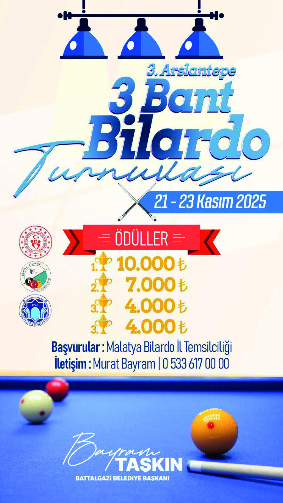 3. Arslantepe 3 Bant Bilardo Turnuvası Başvuruları Başladı