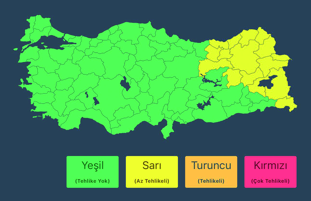 Doğu’da Kuvvetli Yağış Fırtına ve Çığ Tehlikesi