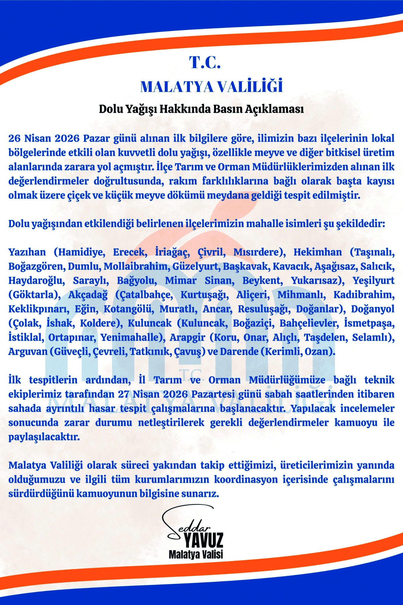  Kayısıda Hasar Tespit Çalışmaları Başlatılıyor