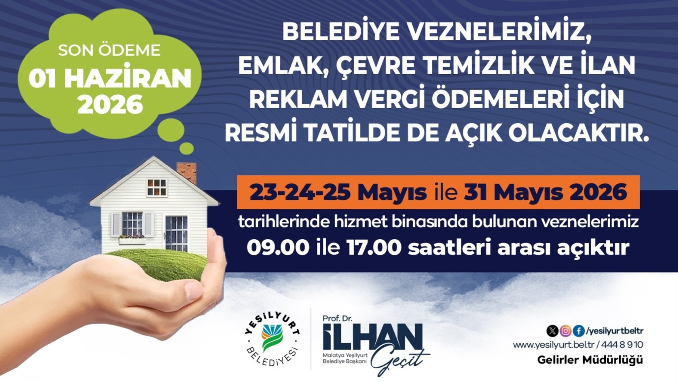 Yeşilyurt Belediyesi vezneleri resmi tatilde de açık olacak