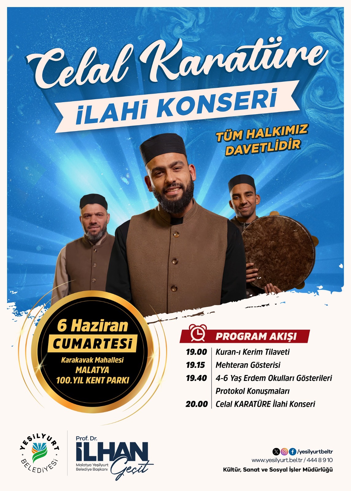 Yeşilyurt’ta ilahi gecesi: Celal Karatüre Malatyalılarla buluşuyor