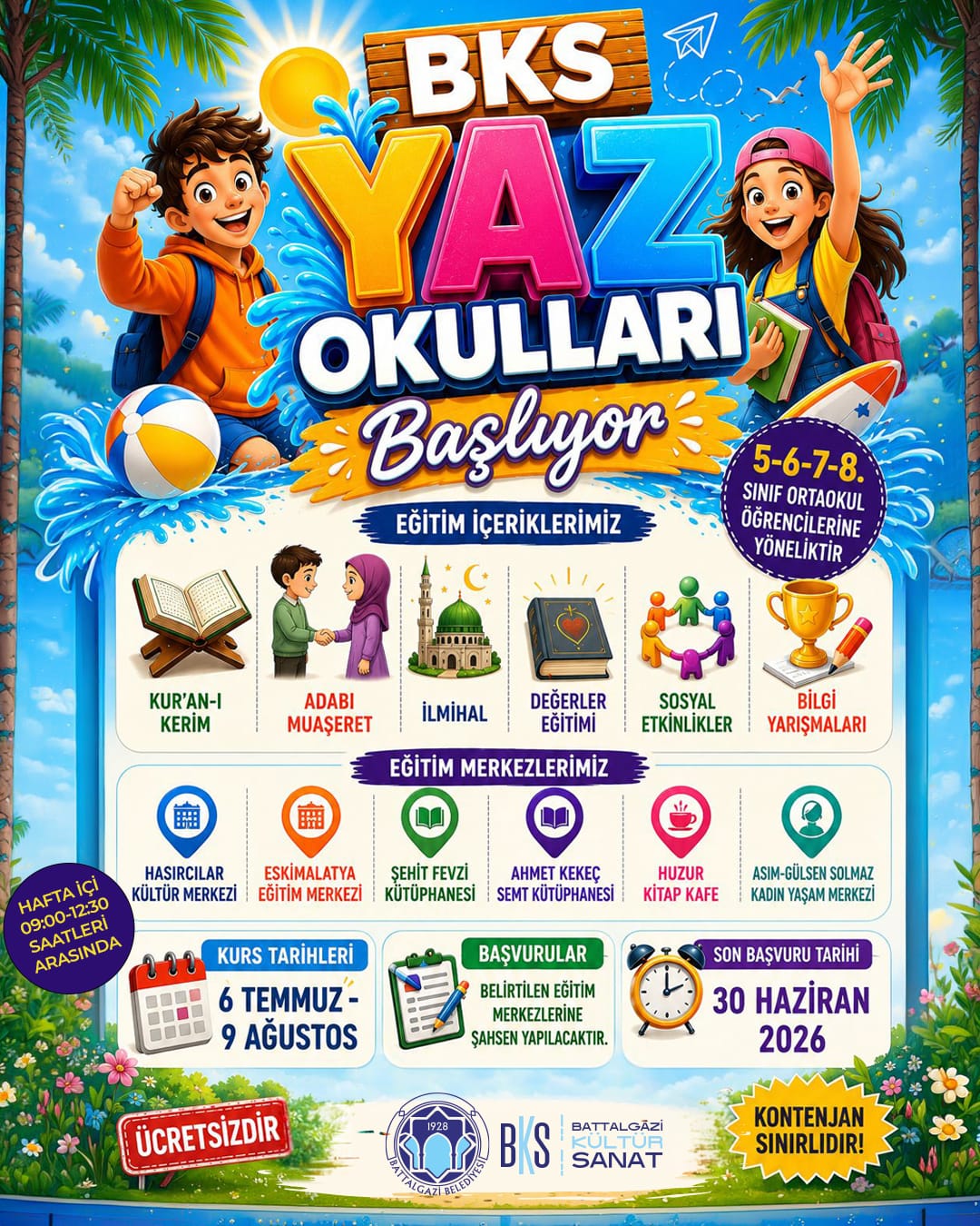 Battalgazi Belediyesi Yaz Okulu kayıtları başladı