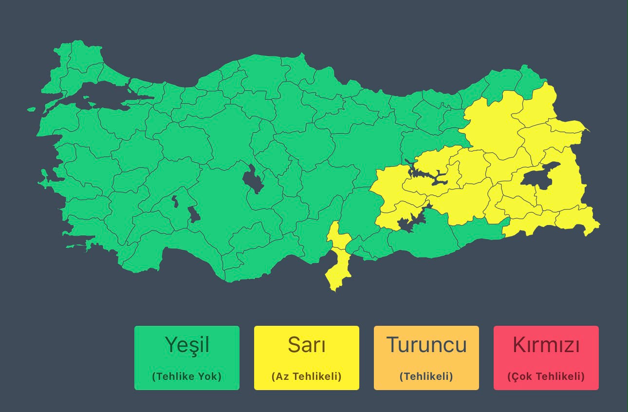 Meteorolojiden Malatya için kuvvetli yağış uyarısı
