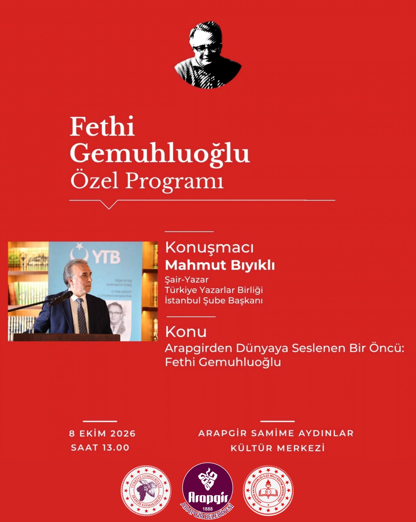 Fethi Gemuhluoğlu vefatının 50’nci yılında memleketi Arapgir’de anılacak